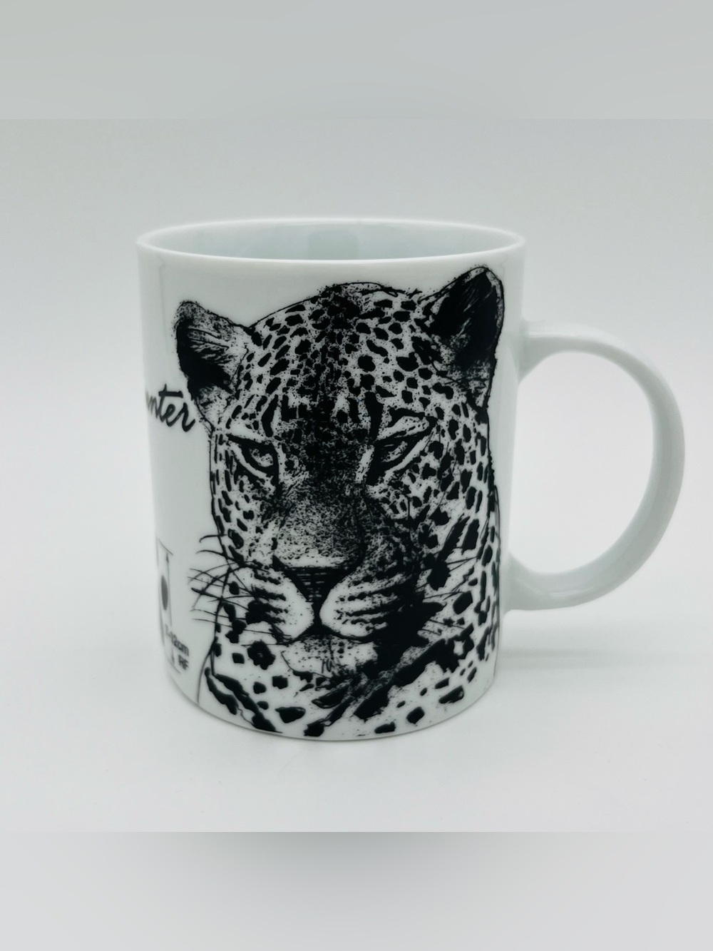Cheetah Black and White Coffee Mug. Efficient Hunter, Africa, Panthera Pardus